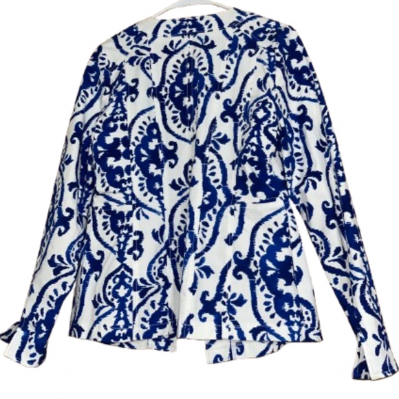 Chico’s Women’s Alicia Indigo Ink Open Front Blazer Business Office Casual Sz-S - Picture 8 of 9